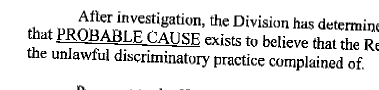 Probable cause determined in age discrimination case